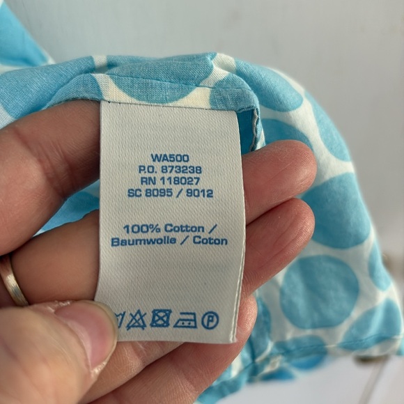 Boden white sleeveless button down shirt blouse with blue polka dots Size 8 - Picture 6 of 7